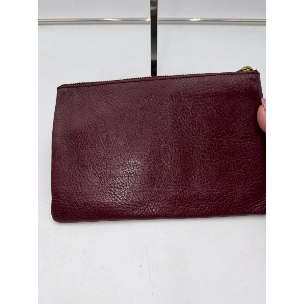 Madewell Burgundy Leather Star Pouch Zip Clutch Bag Gold Foil Celestial